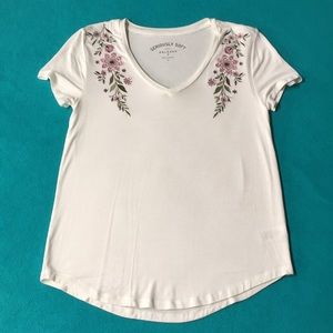 White Embroidered V-Neck